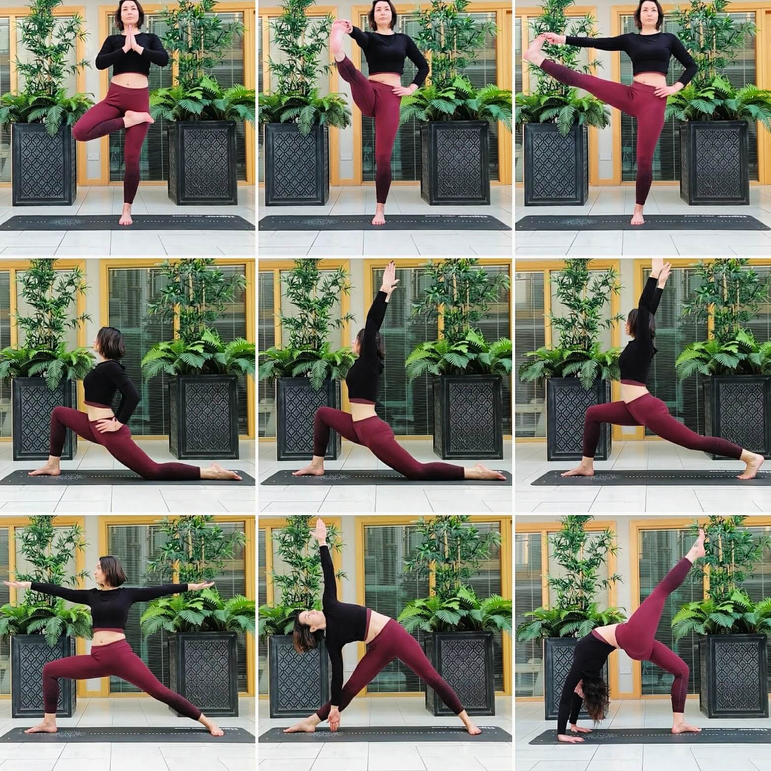 yoga poses put in a collage