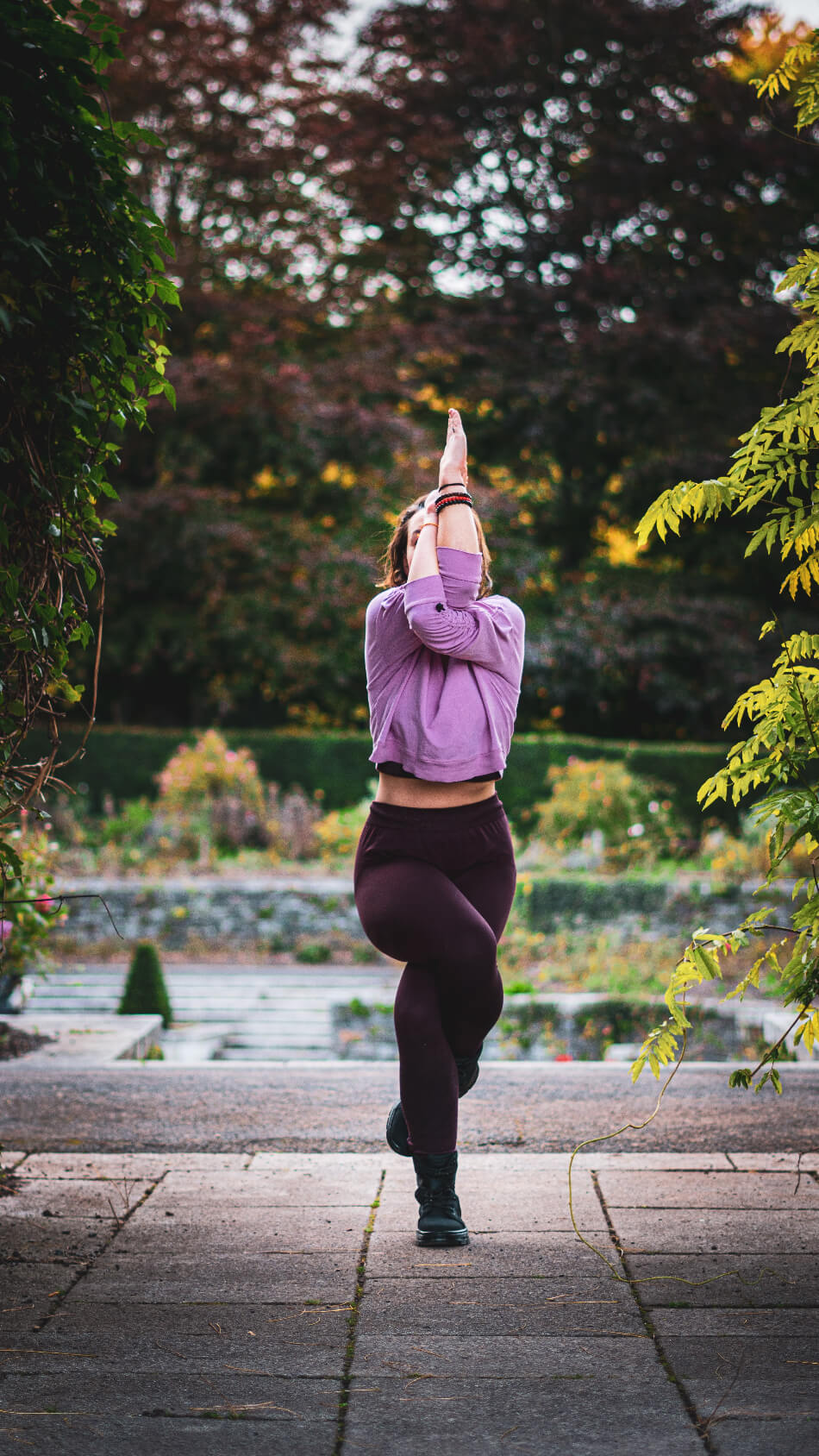 eagle pose outdoors