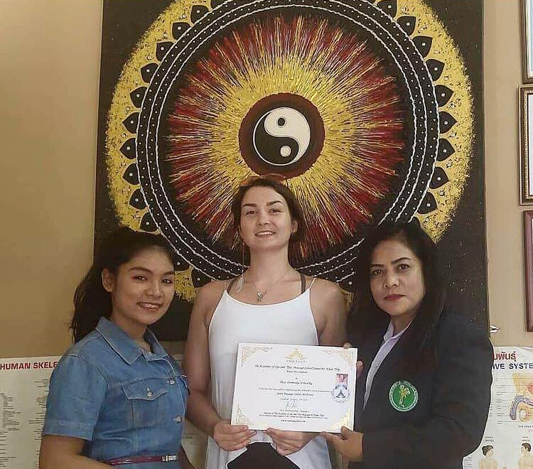 reception of certificate of 
        thai and sports massage